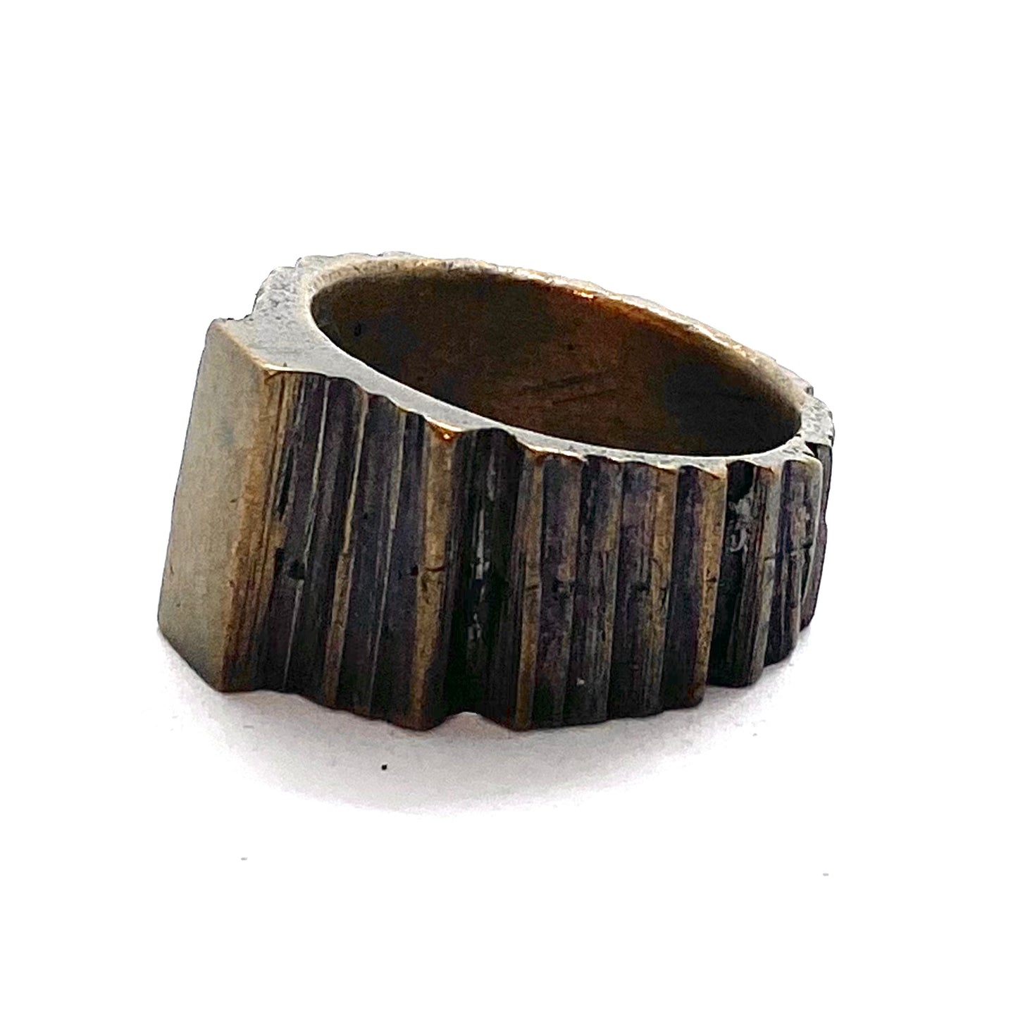 Nahuatl Bronze Brutalist Ring