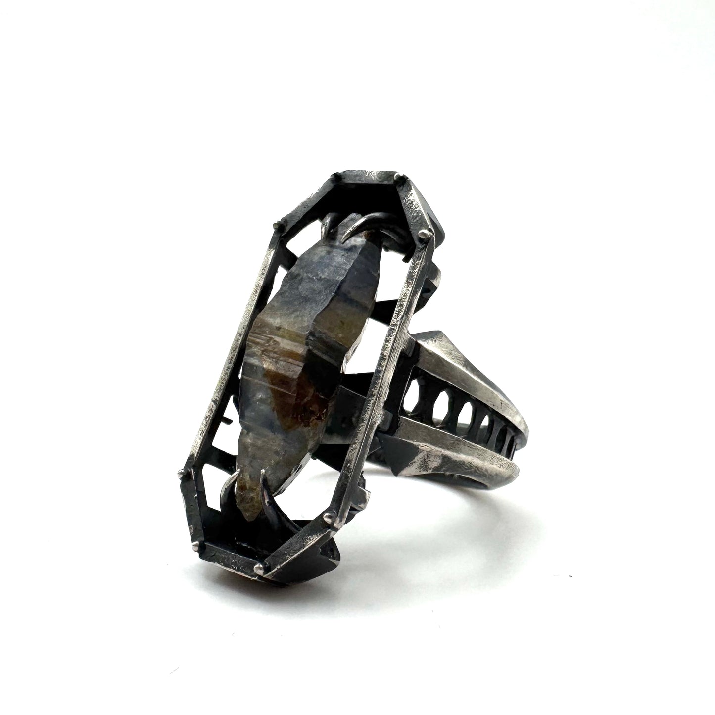Ancient Origins Ring - Raw Blue Sapphire Ring in Sterling Silver
