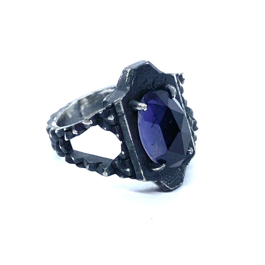 Serpent’s Claw Ring with Iolite in Sterling Silver