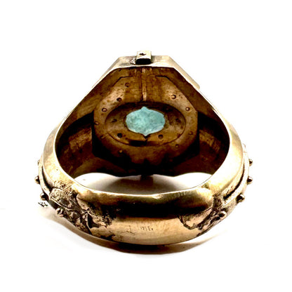 Citadel Ring With Raw Fluorite in Bronze