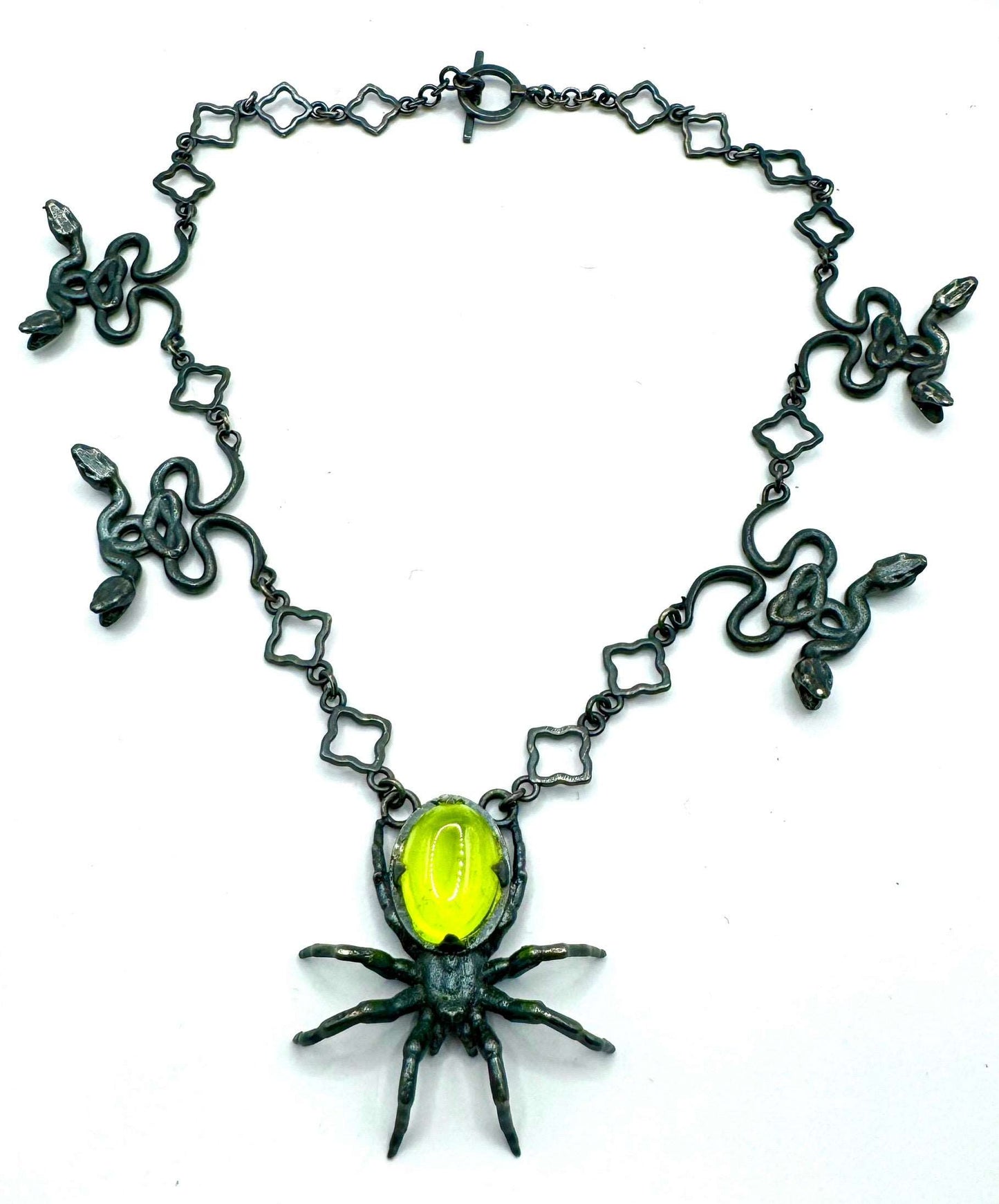 Neith’s Tomb LuAG Spider Serpent Necklace in Sterling Silver