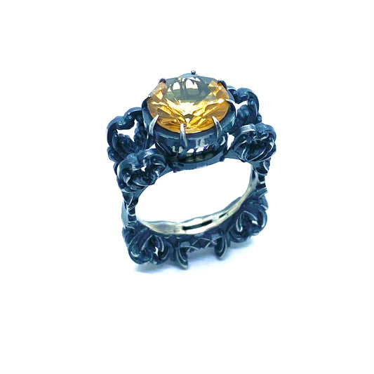 Cathedral ring in Sterling silver set with citrine