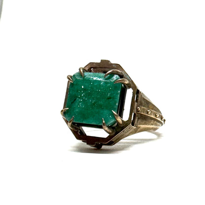 Citadel Ring with Emerald in Bronze