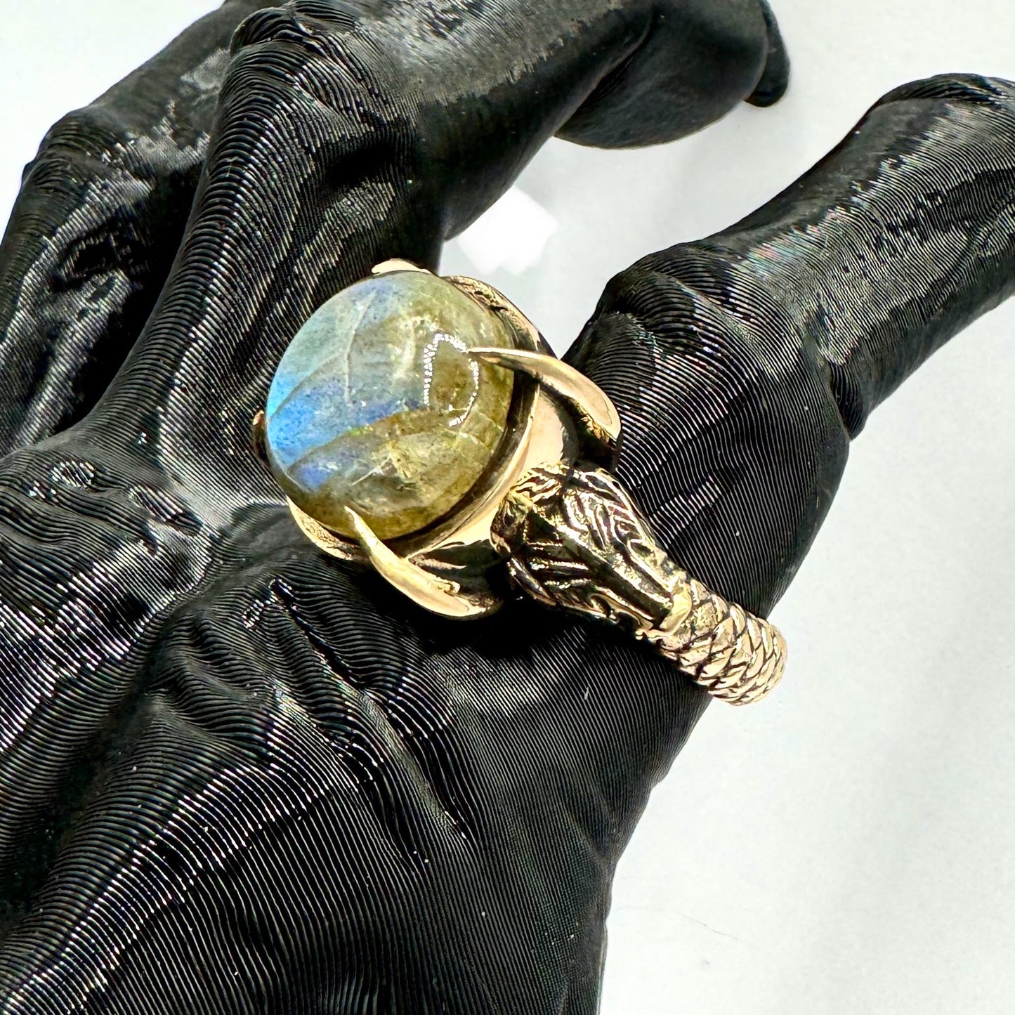 Cleopatra’s End Ring Labradorite in Bronze