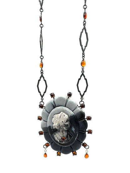 Mourning Necklace Vulcanite and Sterling Silver