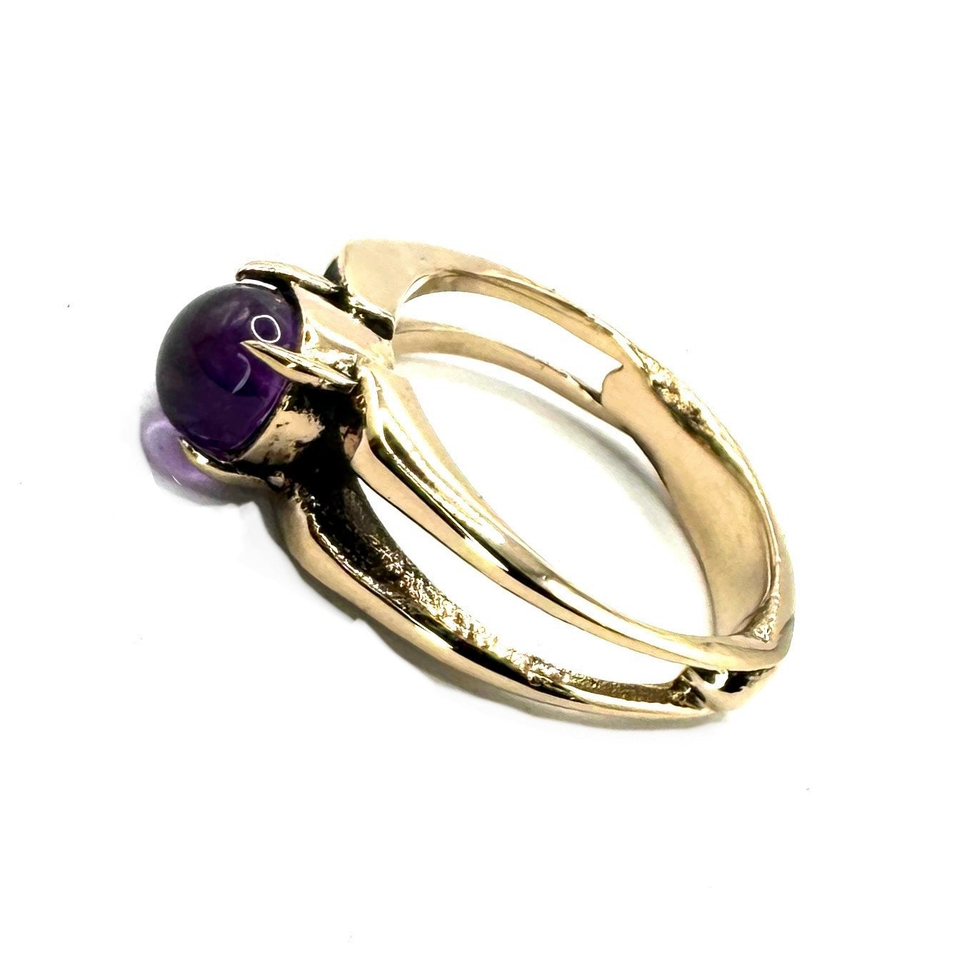 Amethyst Sphere Bronze Split Band Ring