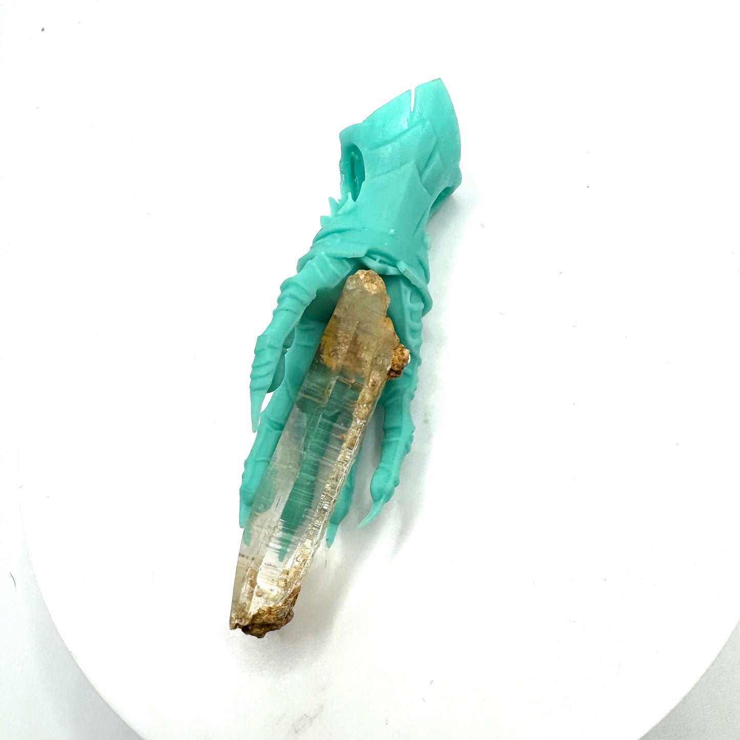 TO BE CAST -  Abaddon Pendant In sterling Silver And Lemurian Quartz And Green Onyx