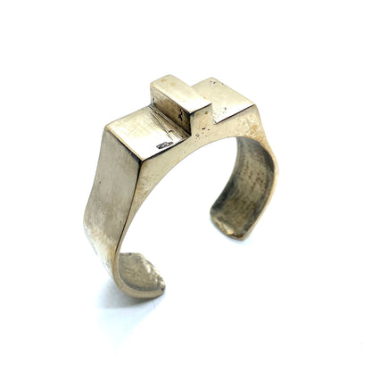 Bronze Brutalist Thin I Cuff Bracelet