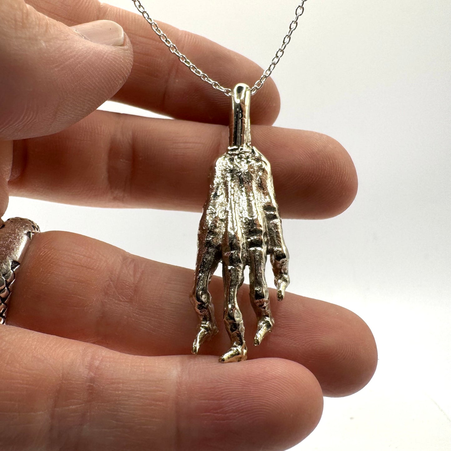 Lucky Rabbit’s Foot Talisman Necklace Polished White Bronze