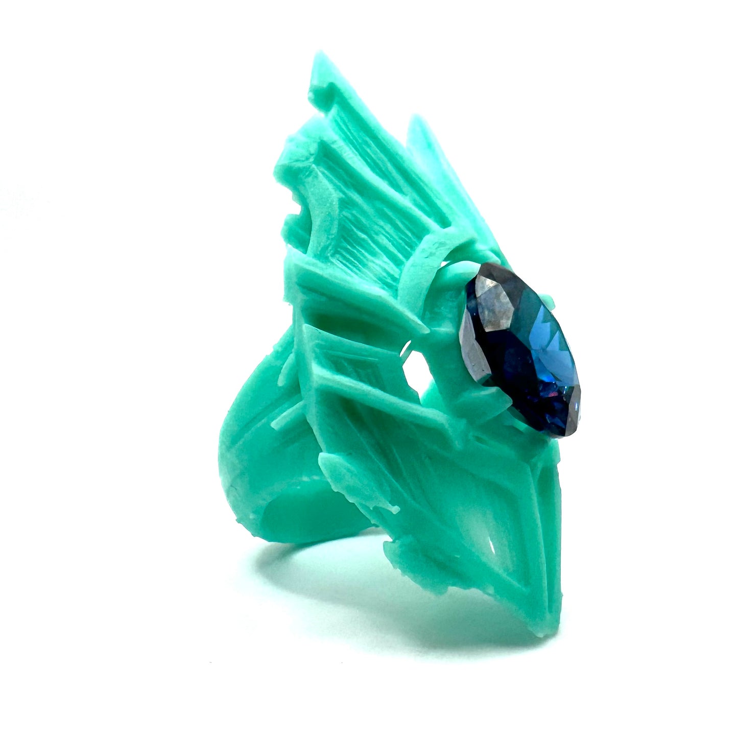 TO BE CAST - Viking Shield Ring With Blue Color Change Spinel In sterling Silver