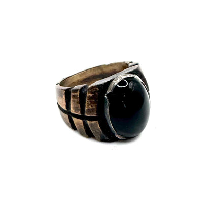 Bharat Ring With Onyx in Bronze