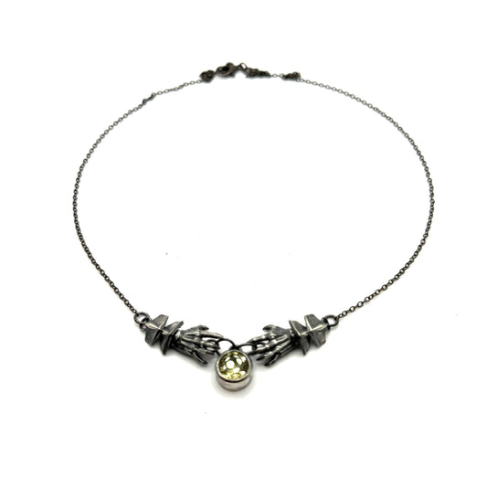 Hands Of Destiny Necklace With Lemon Quartz Stone in Sterling Silver