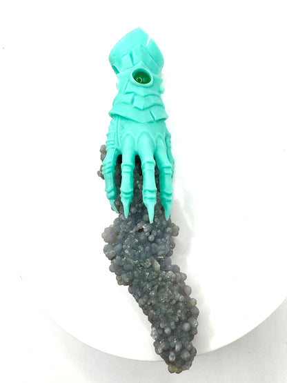 TO BE CAST -  Abaddon Pendant In sterling Silver And Grape Agate And Green Onyx