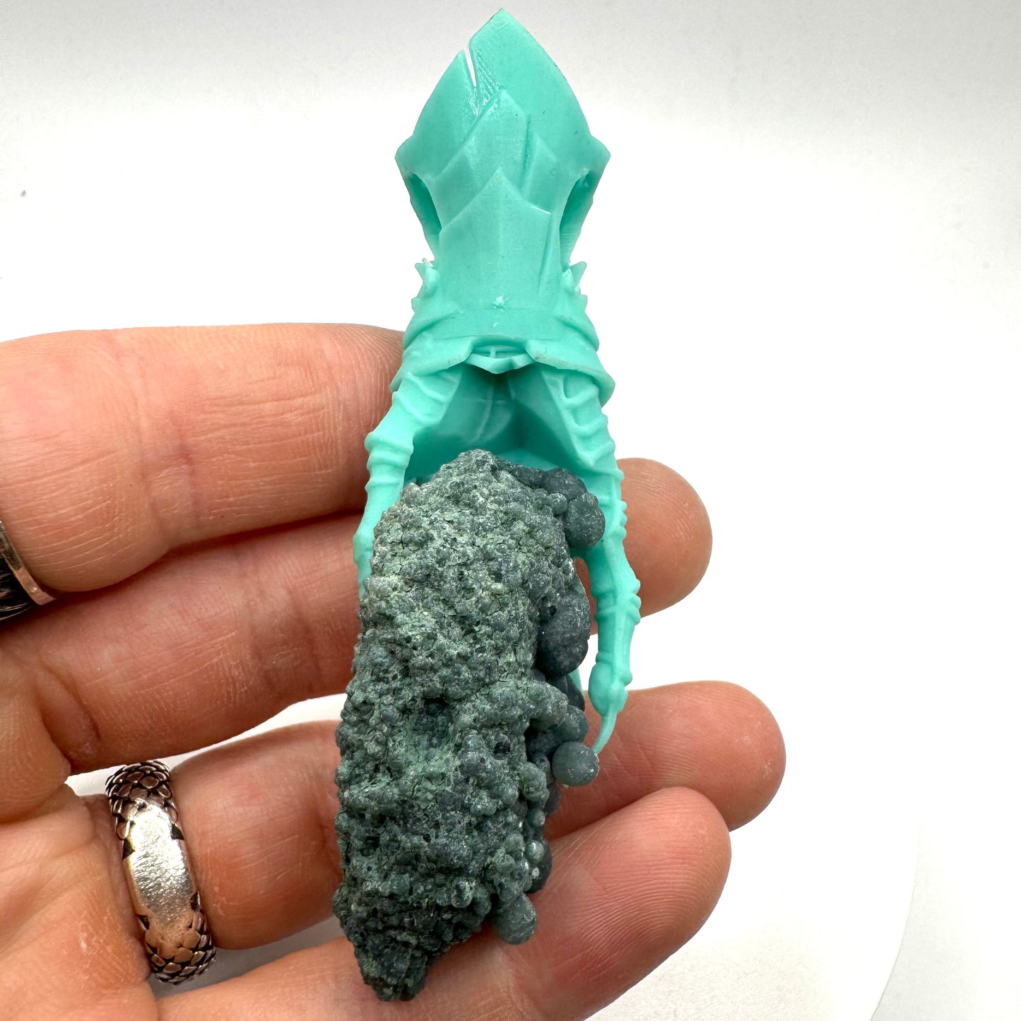 TO BE CAST -  Abaddon Pendant In sterling Silver And Green Grape Agate And Green Onyx