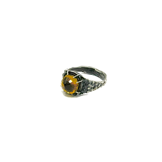 Dragon’s Claw with Golden Tourmaline Rosecut  in Sterling Silver