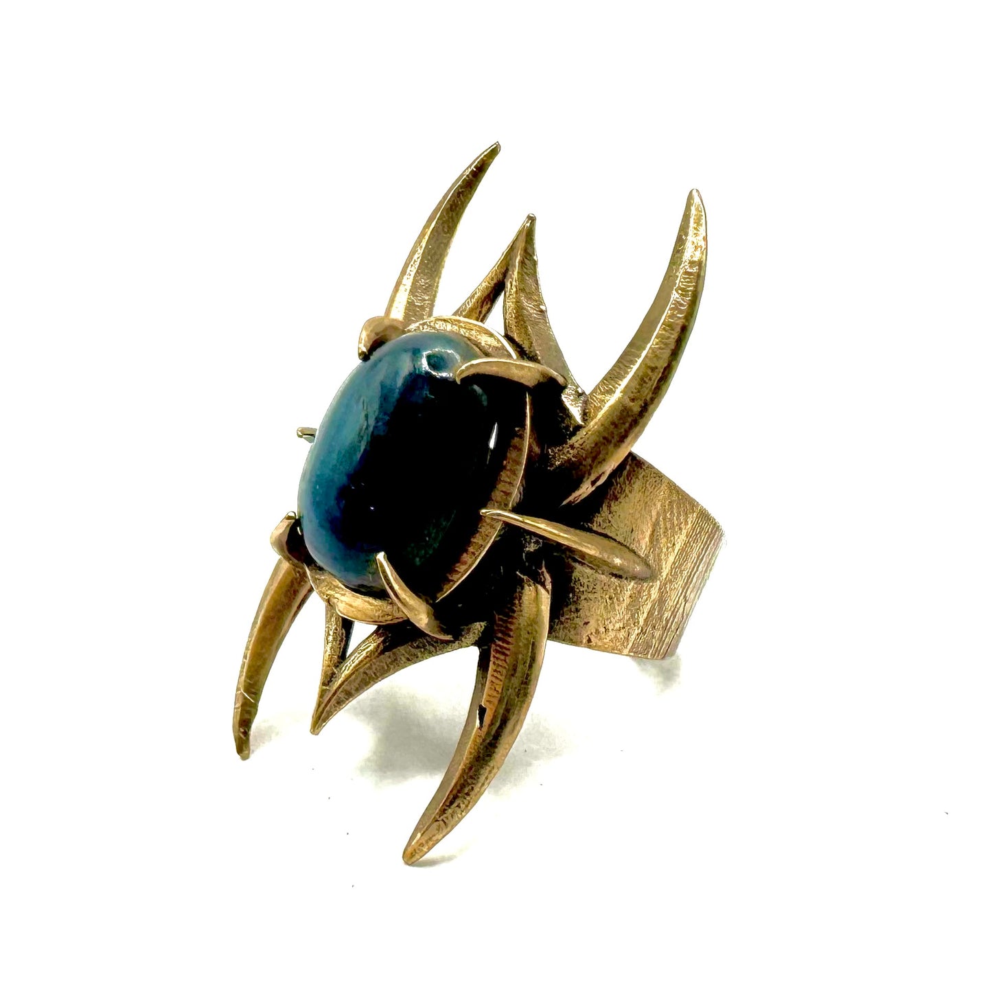 Spine Bronze Blue Kyanite Brutalist Ring