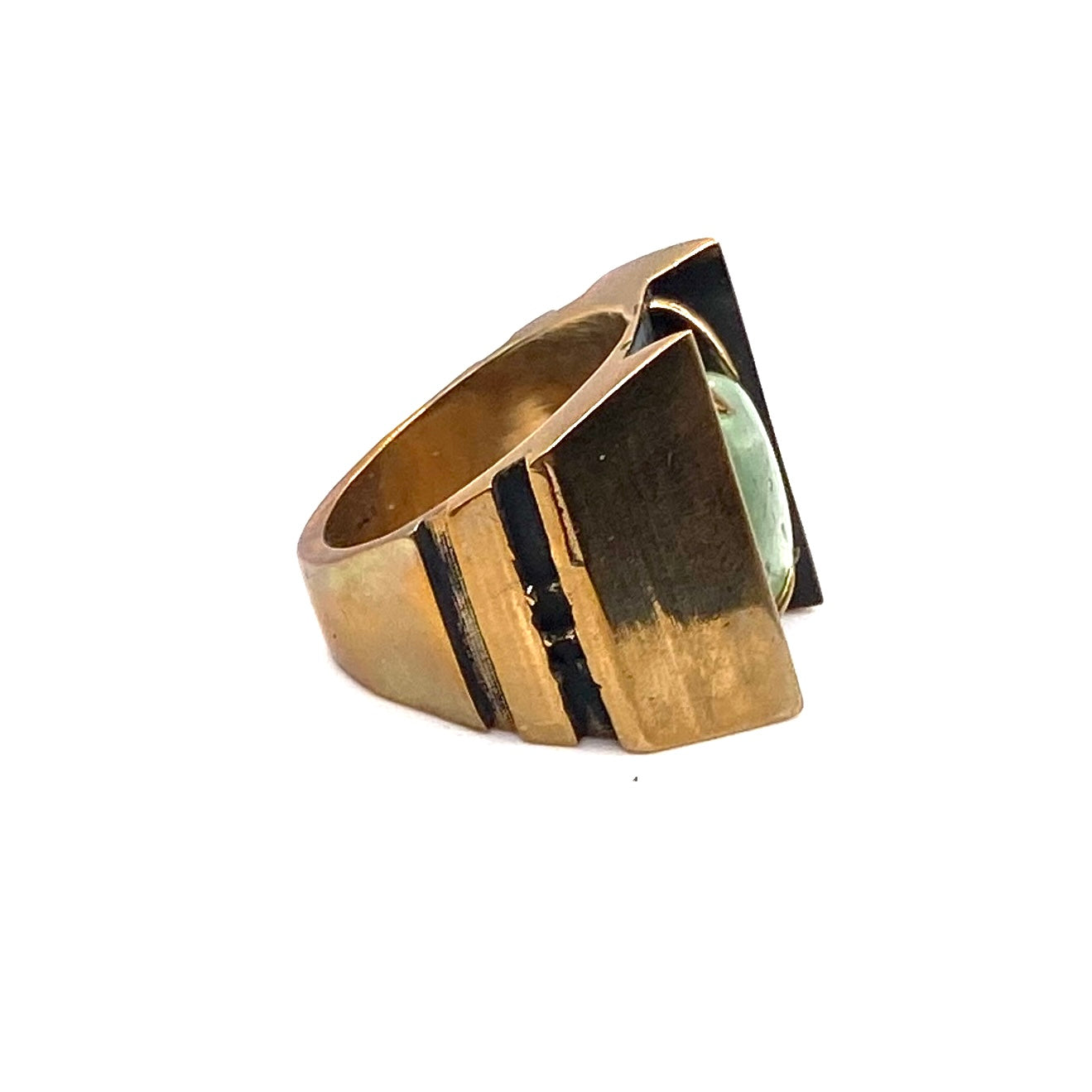 Aeternitas Moss Kyanite Bronze Brutalist Ring