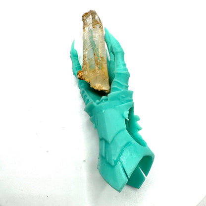 TO BE CAST -  Abaddon Pendant In sterling Silver And Lemurian Quartz And Green Onyx