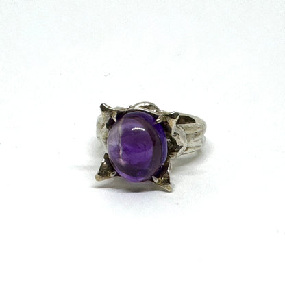 Barashyth’s Coil Ring Amethyst And White Bronze Band