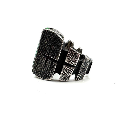Citadel Ring With Green Bridewell in Sterling Silver