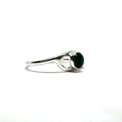 Eye of Ra Stacker in Sterling Silver with green onyx