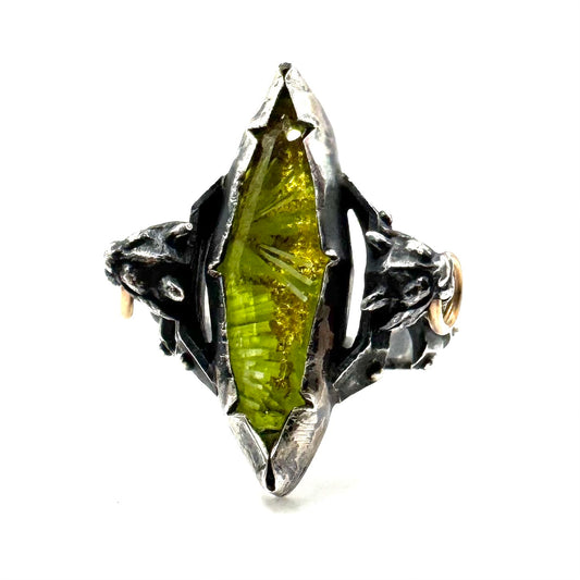 Citadel Ring With Talon Bridewell and 23k gold leaf in Sterling Silver