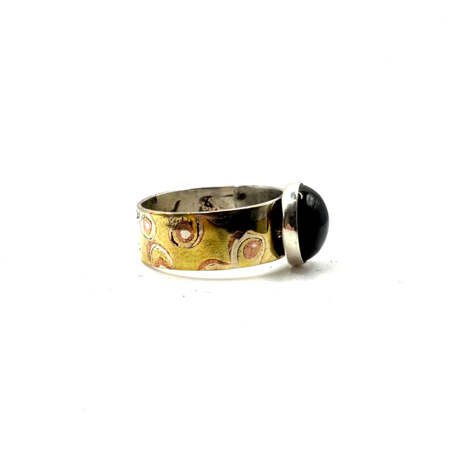 Mokume Gane Ring with Black onyx