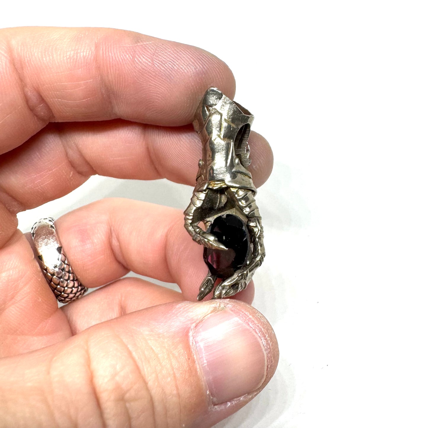 Abaddon Small Bronze Pendant Garnet and Onyx