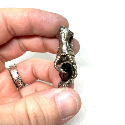 Abaddon Small Bronze Pendant Garnet and Onyx