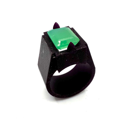TO BE CAST - Monolith Ring With Chrysoprase In sterling Silver