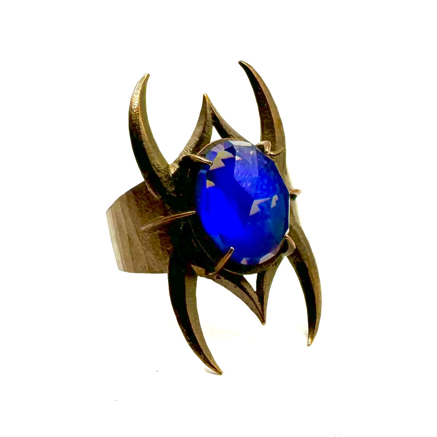 Spine Bronze Aurora Opal Brutalist Ring