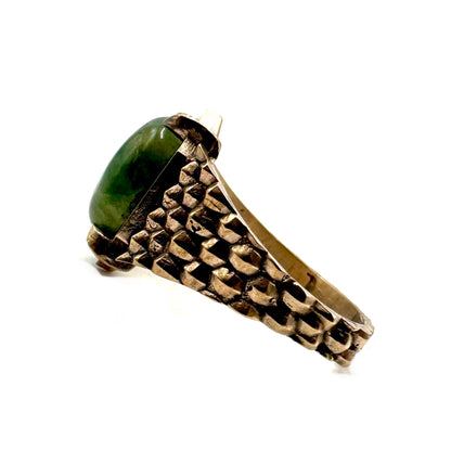 Serpent’s Claw Ring with Green Aventurine in Sterling Silver