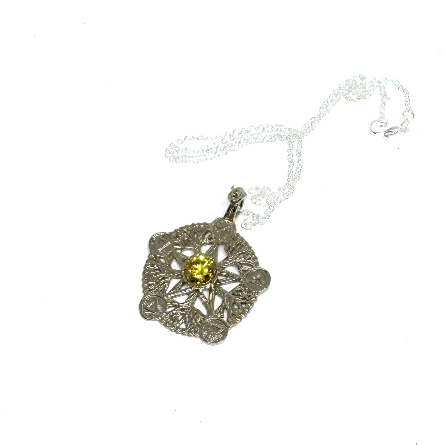 Priestess of the Glen Talisman Tree of Life Pendant in White Bronze with CZ