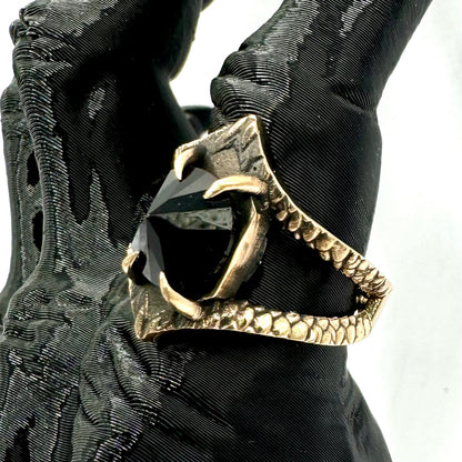 Serpent’s Bite Ring Black Spinel in Bronze