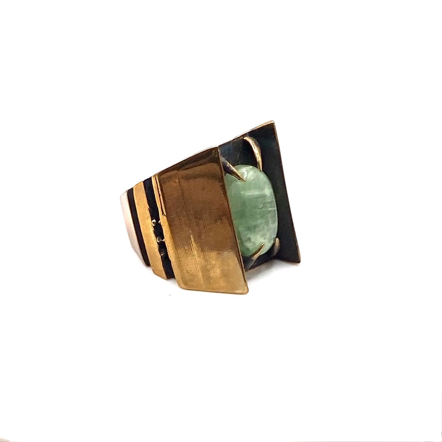 Aeternitas Moss Kyanite Bronze Brutalist Ring
