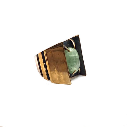 Aeternitas Moss Kyanite Bronze Brutalist Ring