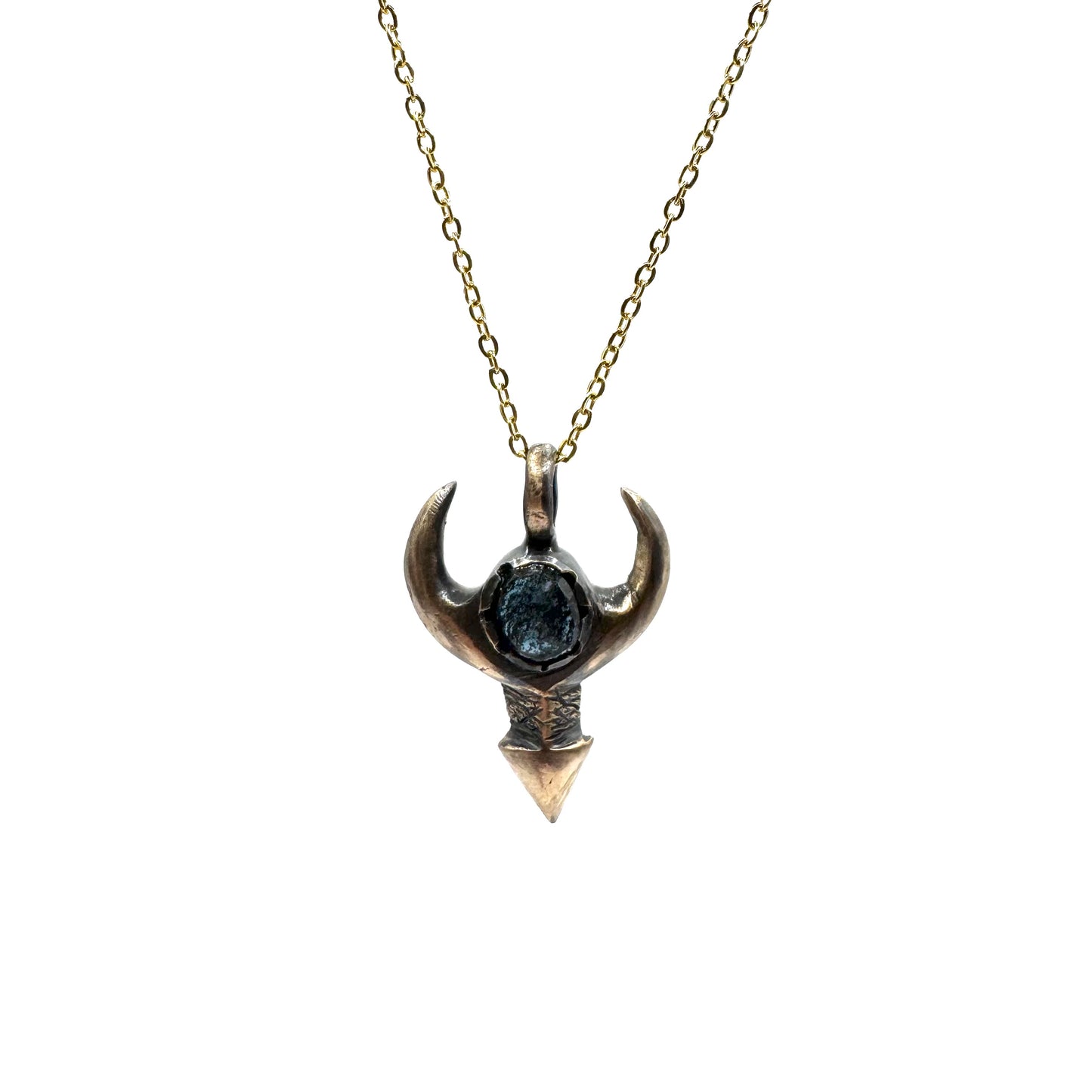 Horned Divinity Necklace In Bronze