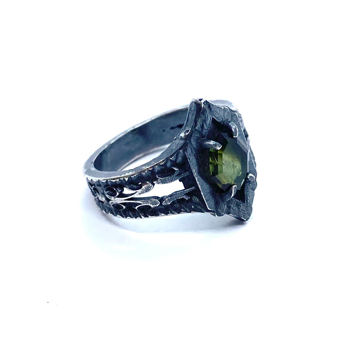 Serpent’s Claw with Green Tourmaline in Sterling Silver