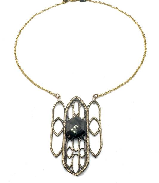 Silversheen Sapphire Cathedral Necklace In Bronze