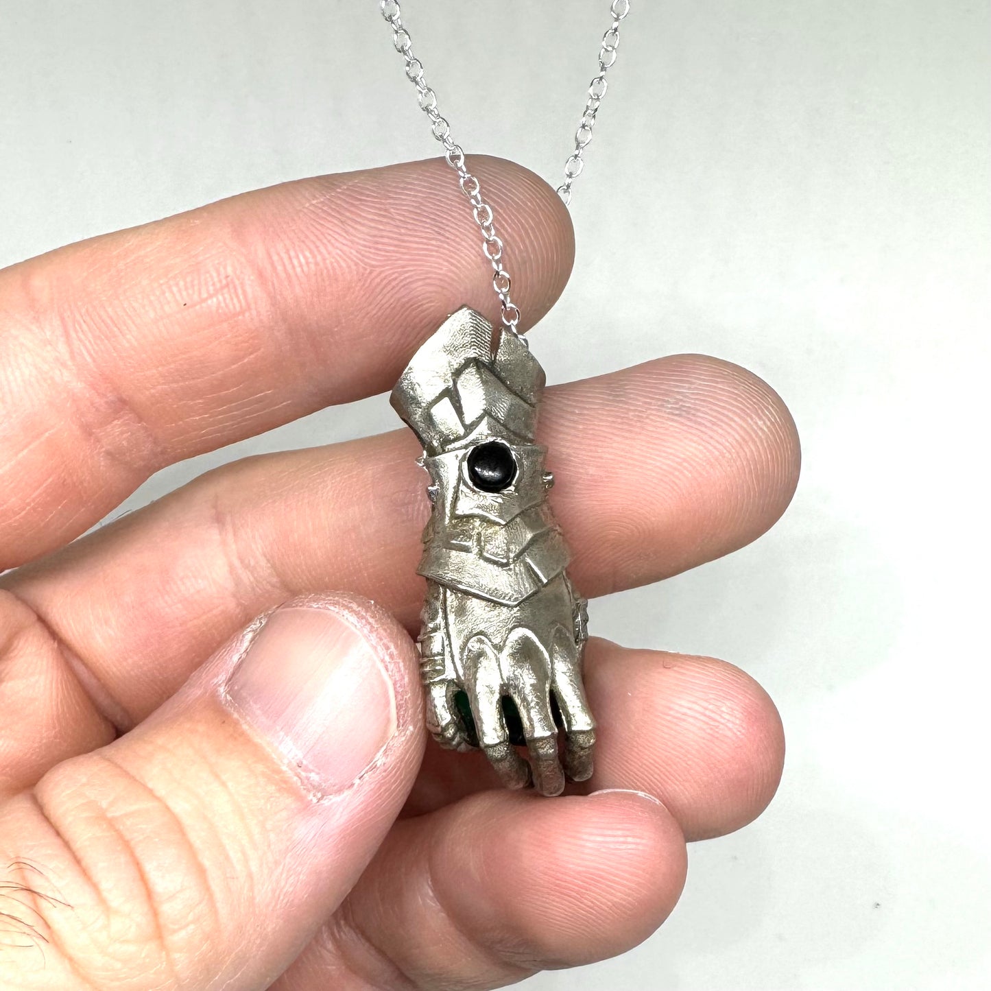 Abaddon Small Bronze Pendant Emerald Nano Quartz and Onyx