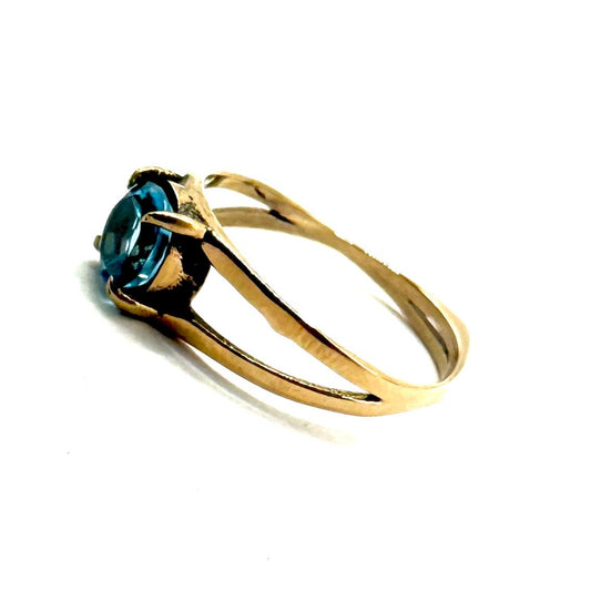 Swiss Blue Topaz Solitaire Bronze Ring