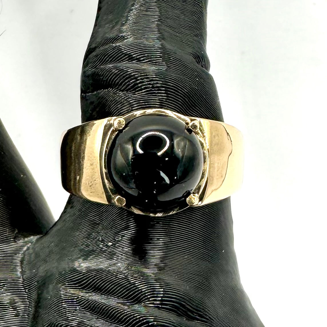 Draco Brutalist Ring with Onyx in Bronze