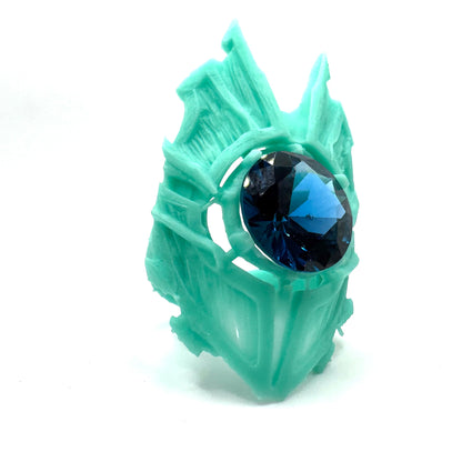 TO BE CAST - Viking Shield Ring With Blue Color Change Spinel In sterling Silver