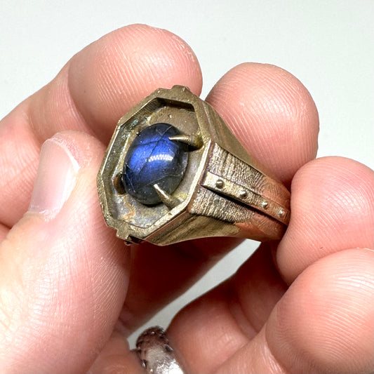 Citadel Ring With Labradorite in Bronze