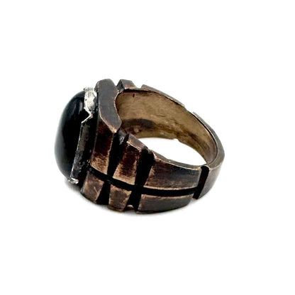 Bharat Ring With Onyx in Bronze