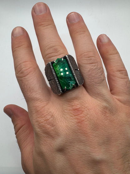 Citadel Ring With Green Bridewell in Sterling Silver