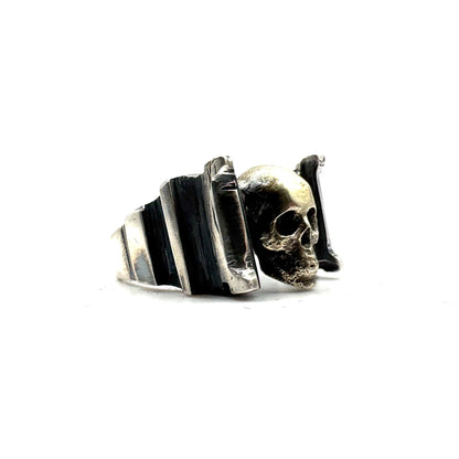 Skull Ring in Sterling Silver and bronze