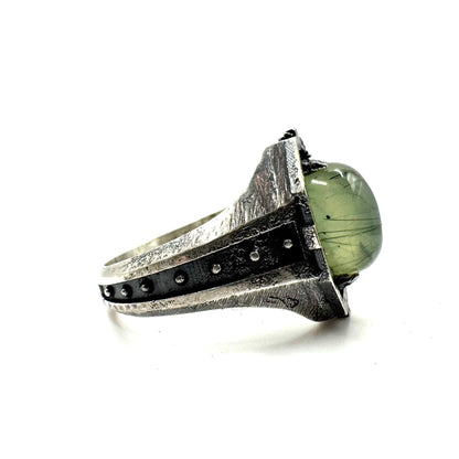 Ring of the Voidmage Set with Prehnite Ring in Sterling Silver
