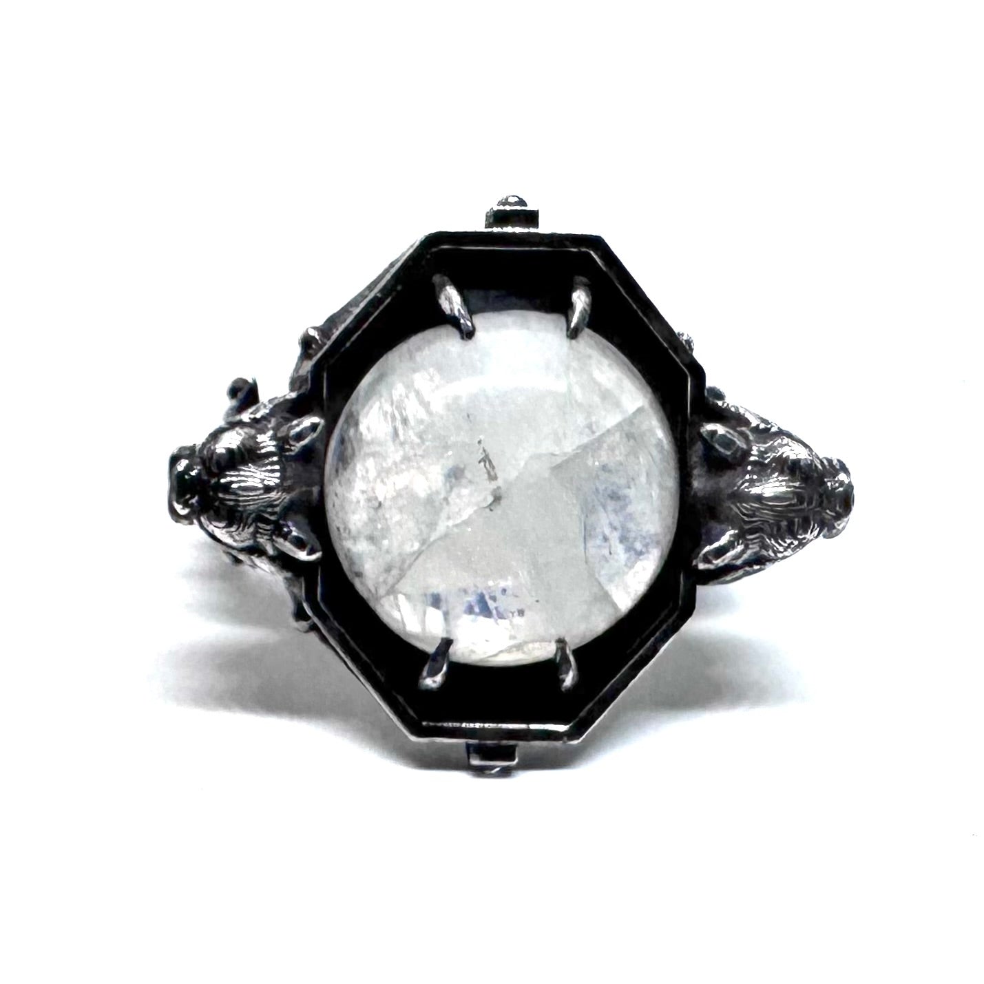 Moonstone Gargoyle Sanctum Ring In Sterling Silver