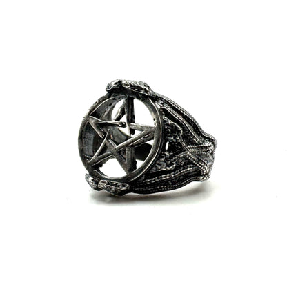 Medusa Pentacle Ring in Sterling Silver